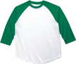 グリーン:ラグランベースボールTシャツ