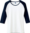 ネイビー:レディースラグランTシャツ 七分丈