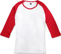 レッド:レディースラグランTシャツ 七分丈